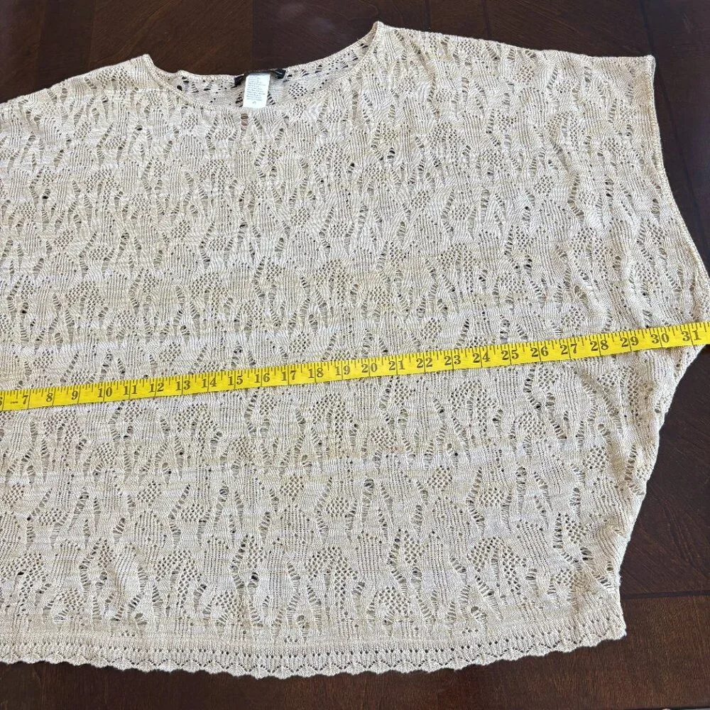 Marisa Christina Open Knit Lace Sheer Beige Metallic Dolman Sweater Top 3x Boho - Picture 7 of 7